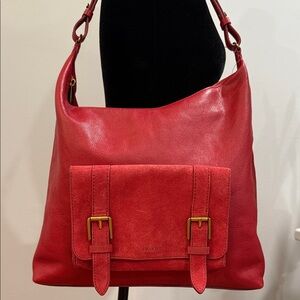 Fossil Cherry Red Leather Shoulder Bag